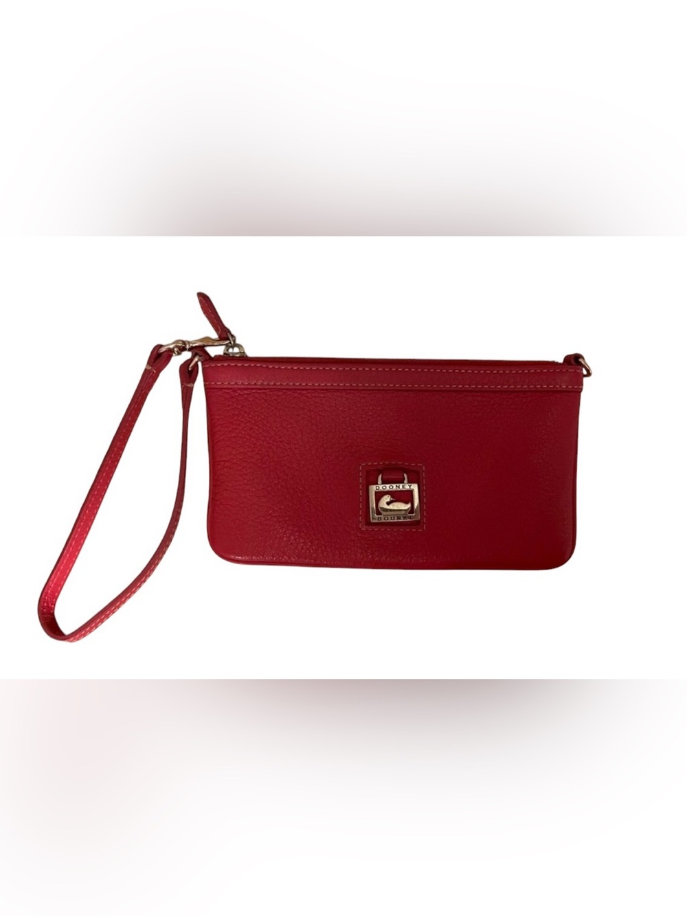 Dooney & Bourke Red Pebble Leather Wristlet Clutch